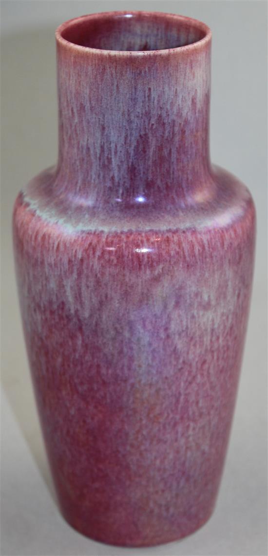 A Ruskin pottery high fired flambe vase, c.1916, 25.5cm